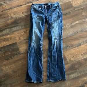 Silver Jeans Dark Distressed Tuesday Slim Boot Jeans